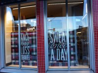 lulu  Wall mural installed as window display